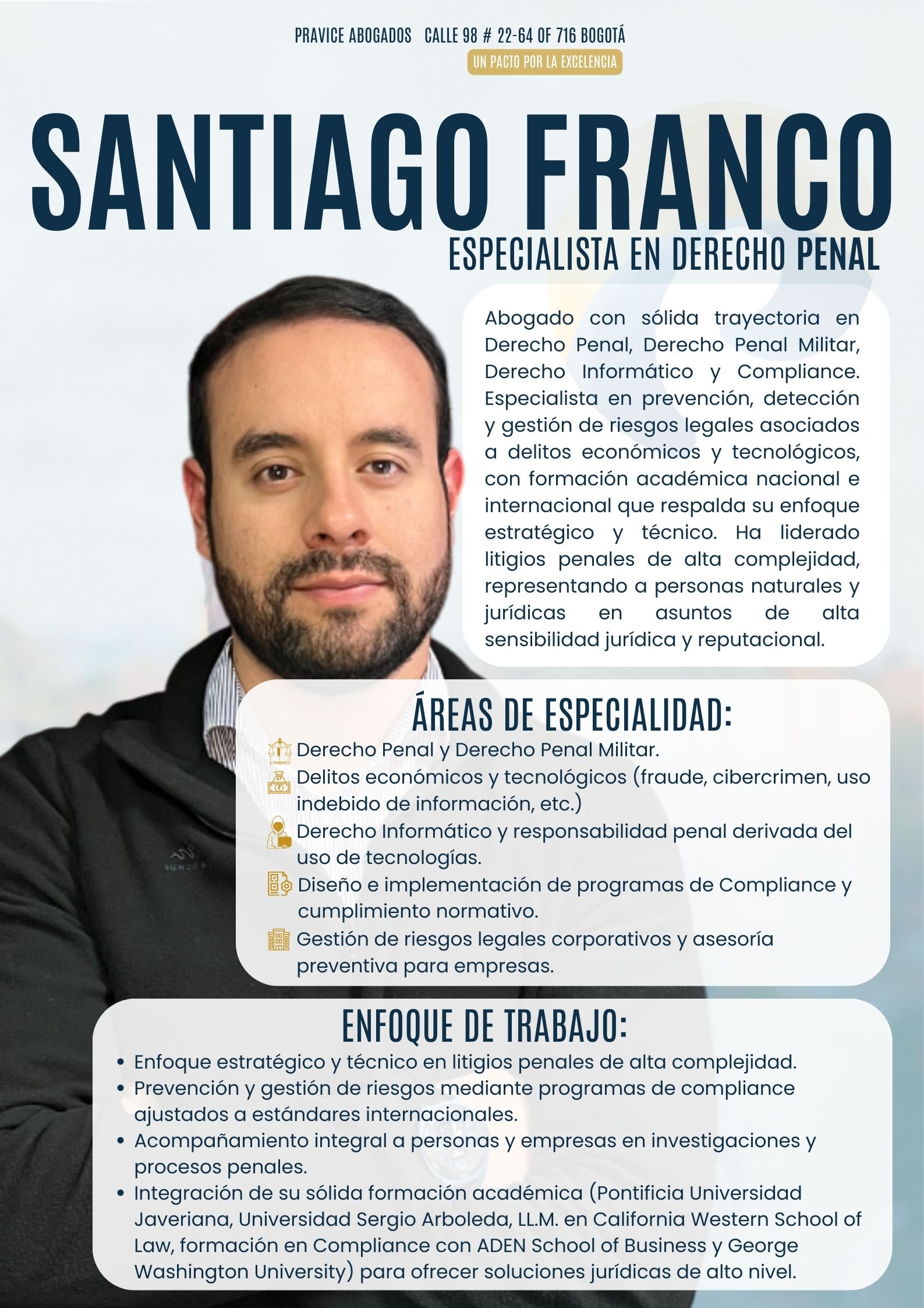 Santiago Franco abogado en derecho comercial en Bogotá Colombia